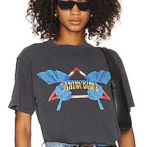 Anine Bing Lili butterfly tee in washed black